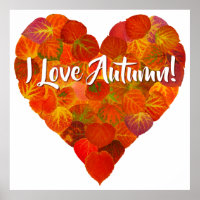 I Love Autumn!—Red Aspen Leaf Heart 1