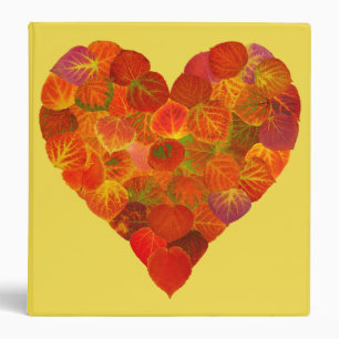 I Love Autumn, Subtle—Red Aspen Leaf Heart 1 Binder