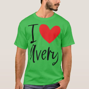I Love Avery Name Heart Personalized Men Guy BFF F T-Shirt