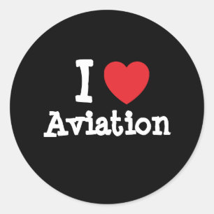 I love Aviation heart custom personalized Classic Round Sticker