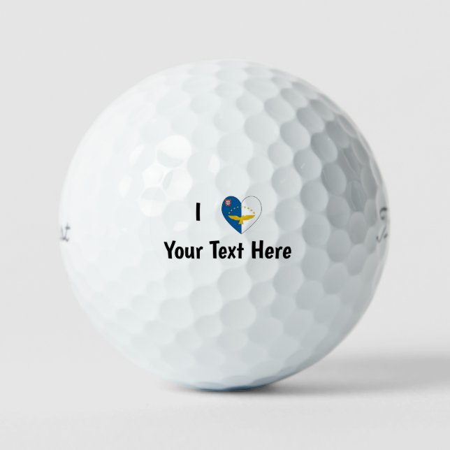 I Love (Azorean Flag Heart) Personalized  Golf Balls (Front)