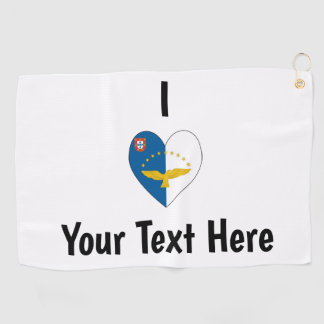 I Love (Azorean Flag Heart) Personalized Golf Towel