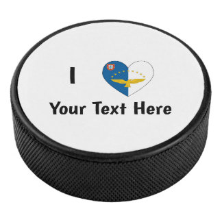 I Love (Azorean Flag Heart) Personalized Hockey Puck