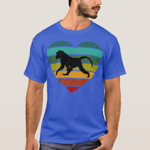 I Love Baboons Monkeys Retro Heart T-Shirt