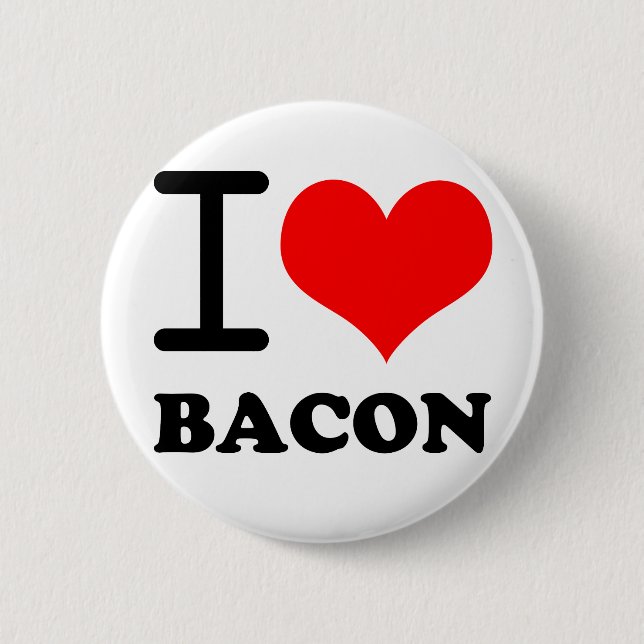 I love bacon 2 inch round button (Front)