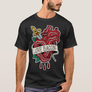 I Love Bacon Bacon Heart Tattoo T-Shirt