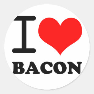 I love bacon classic round sticker