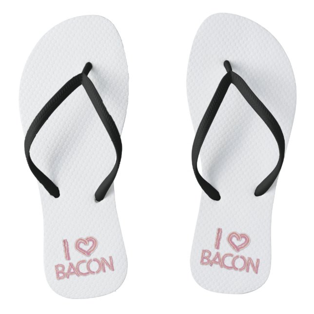 I Love Bacon Flip Flops (Footbed)