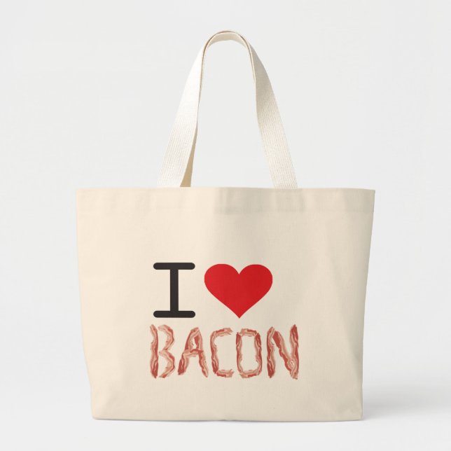 I Love Bacon Large Tote Bag (Front)