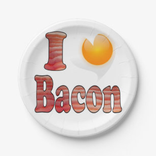 I Love Bacon Paper Plate