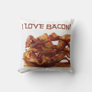 I Love Bacon Pillow! Throw Pillow