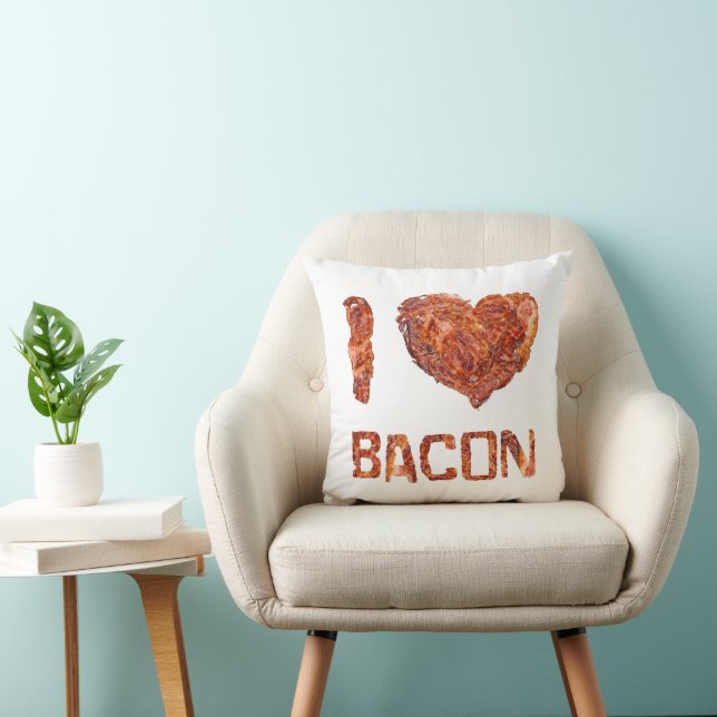 I Love Bacon Throw Pillow (Chair)
