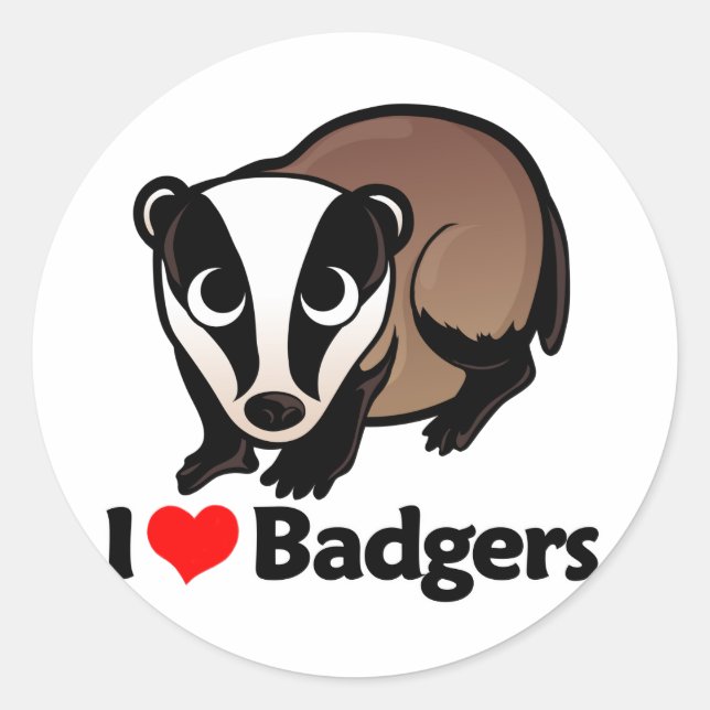 I Love Badgers Classic Round Sticker (Front)