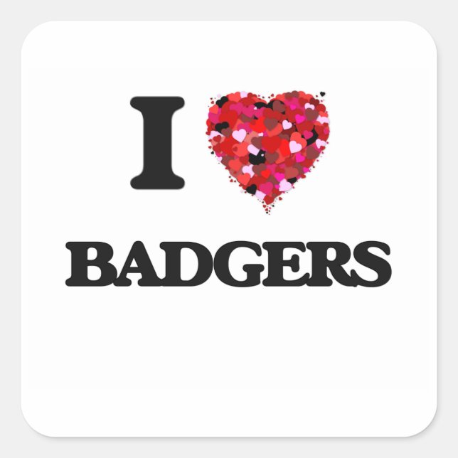 I love Badgers Square Sticker (Front)