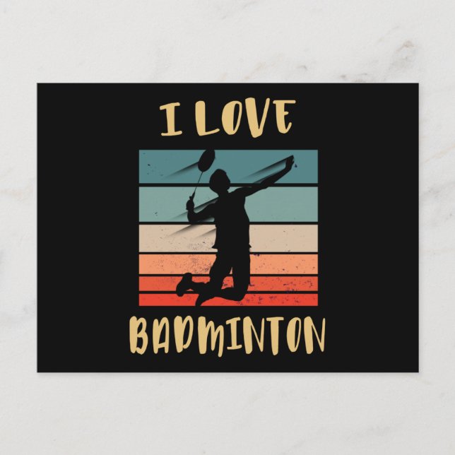 I Love Badminton Jump Smash Postcard (Front)