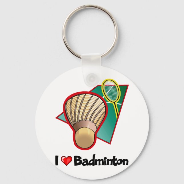 I Love Badminton Keychain (Front)