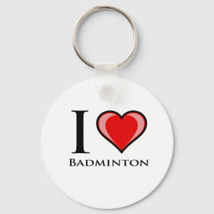 I Love Badminton Keychain
