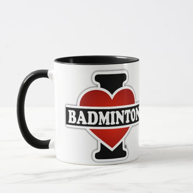 I Love Badminton Mug (Left)