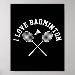 I Love Badminton Player Gift Retro Style  Poster