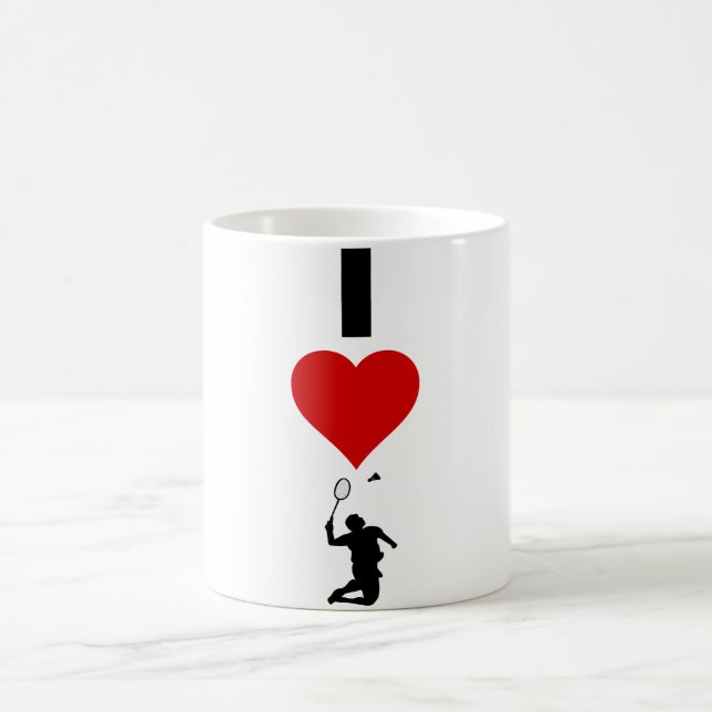 I Love Badminton (Vertical) Coffee Mug (Center)