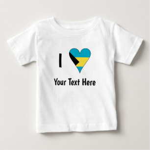 I Love (Bahamas Flag Heart) Personalized Baby T-Shirt