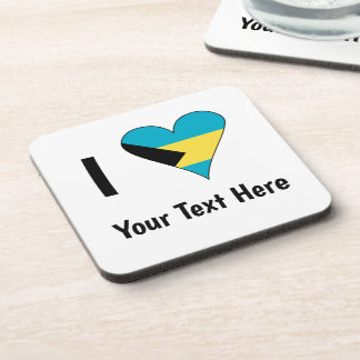 I Love (Bahamas Flag Heart) Personalized Coaster