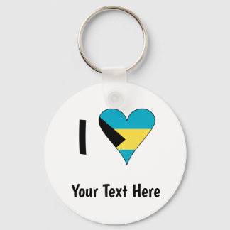 I Love (Bahamas Flag Heart) Personalized Keychain