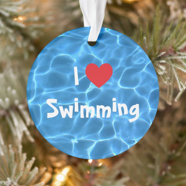 I Love Baignade Coeur Rouge avec Bleu Piscine Eau (Arbre)
