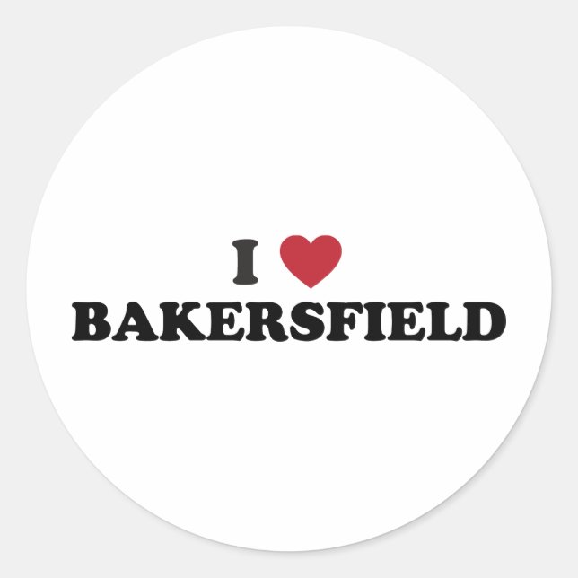 I Love Bakersfield California Classic Round Sticker (Front)