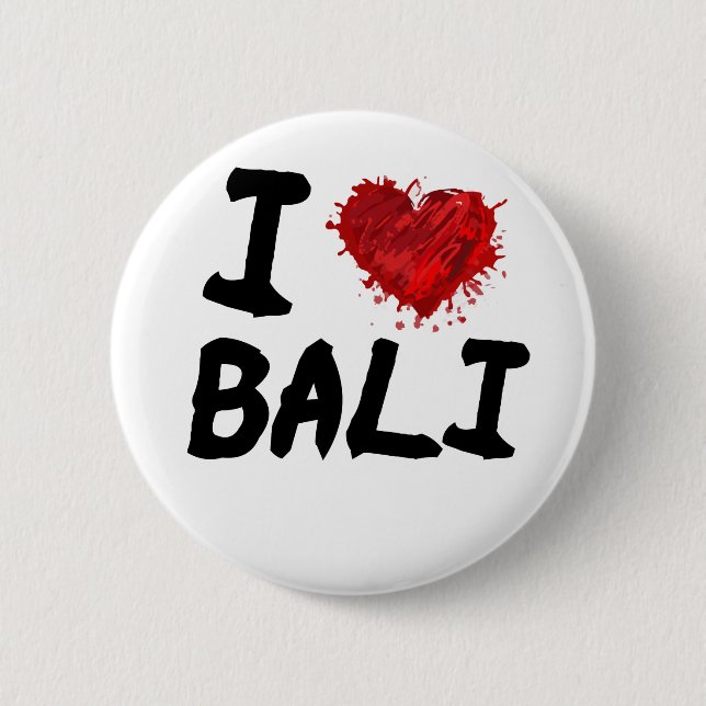 I Love Bali 2 Inch Round Button (Front)
