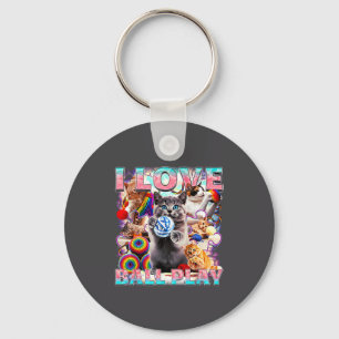 I Love Ball Play Cute Cats Roll Of Wool Kitty For  Keychain