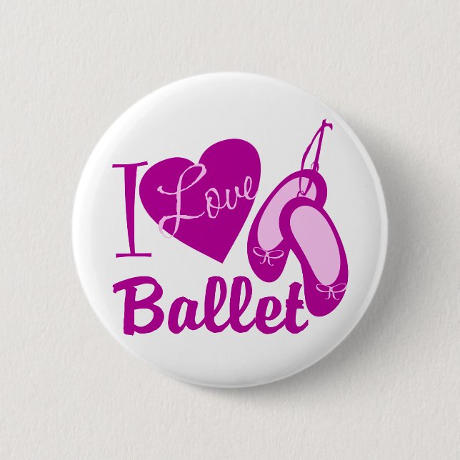 I Love Ballet 2 Inch Round Button (Front)