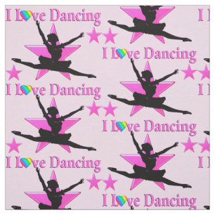 I LOVE BALLET AND DANCING PINK FABRIC
