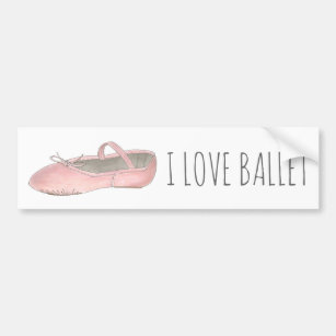 I Love Ballet Ballerina Pink Slipper Dance Teacher Bumper Sticker