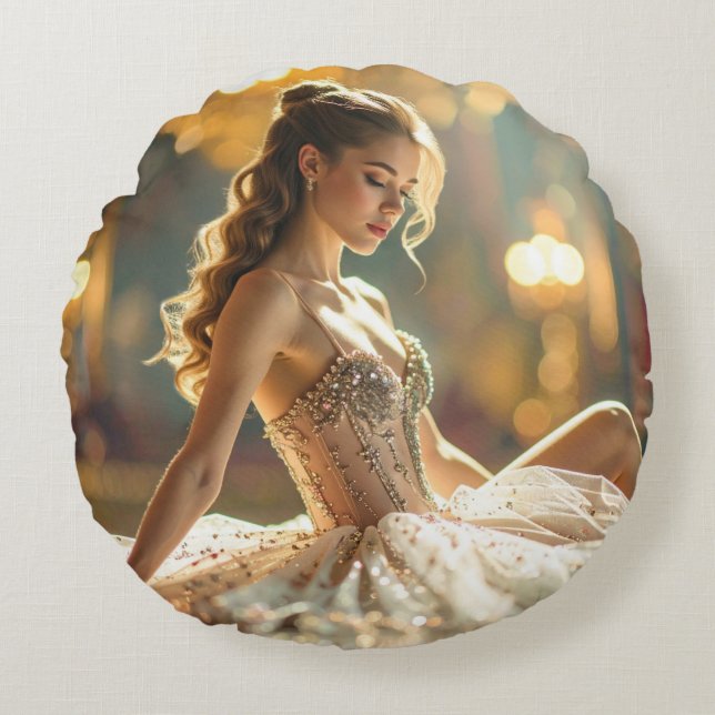 I LOVE BALLET - BALLET & DANCE ROUND PILLOW (Front)