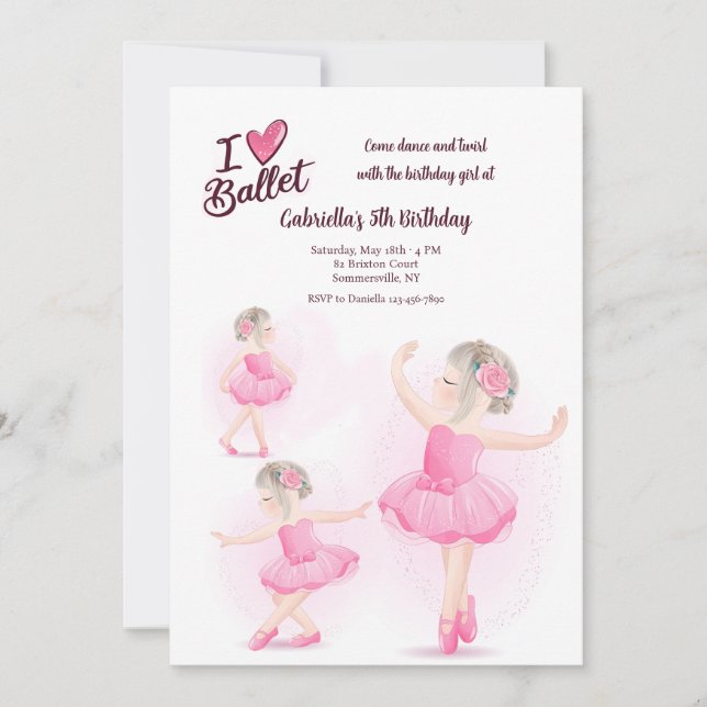 I Love Ballet  Invitation (Front)