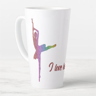 I Love Ballet Latte Mug with Silhouette Ballerina