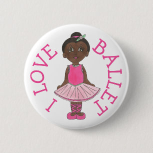 I LOVE BALLET Pink Tutu Girl Ballerina Dance Class 2 Inch Round Button