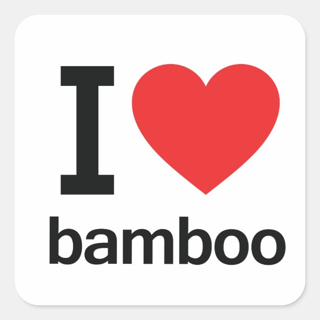 I Love Bamboo Square Sticker (Front)