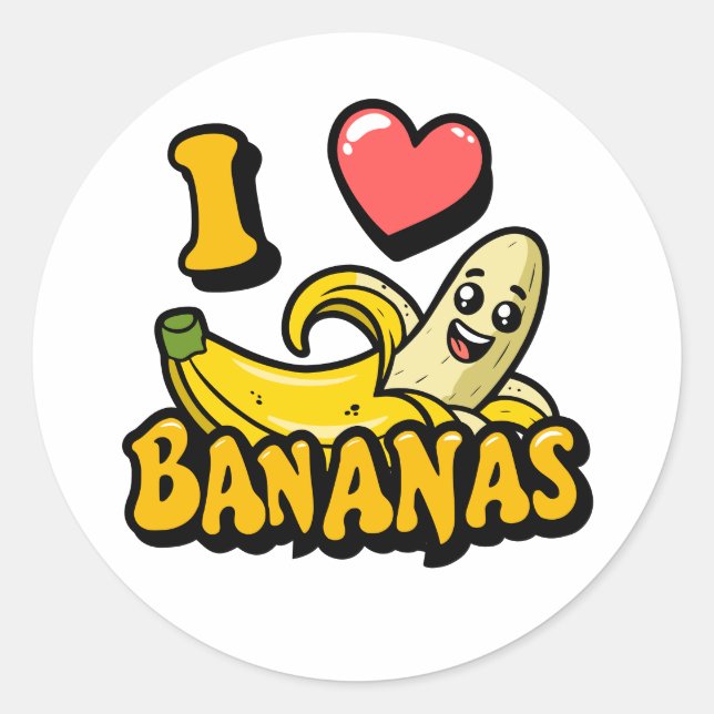 I  Love Bananas Classic Round Sticker (Front)