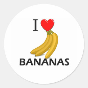 I Love Bananas Classic Round Sticker
