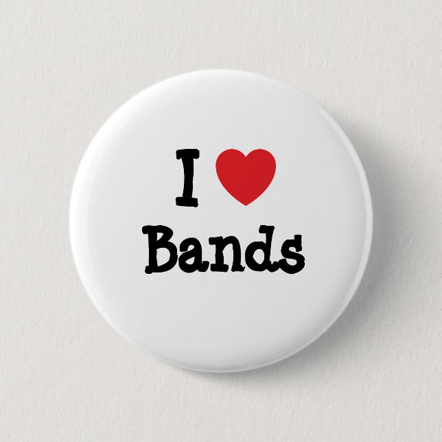 I love Bands heart custom personalized 2 Inch Round Button (Front)