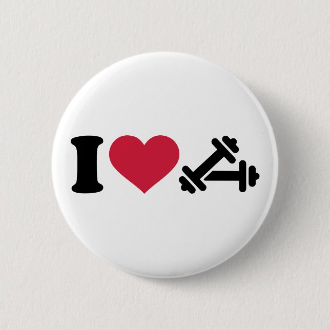 I love barbell dumbbell 2 inch round button (Front)