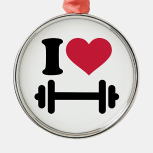 I love barbell dumbbell metal ornament