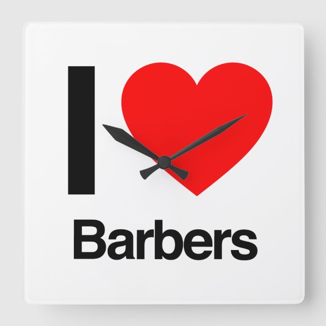 i love barbers square wall clock (Front)