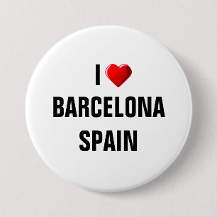 I LOVE BARCELONA, SPAIN 3 INCH ROUND BUTTON
