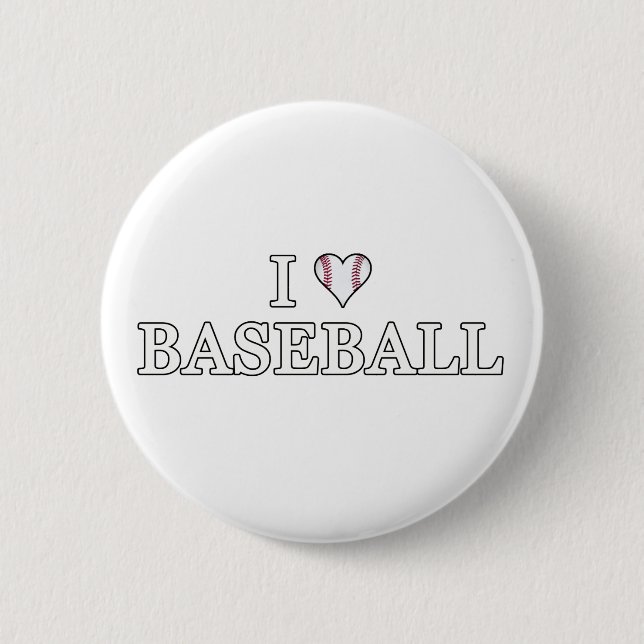 I Love Baseball 2 Inch Round Button (Front)