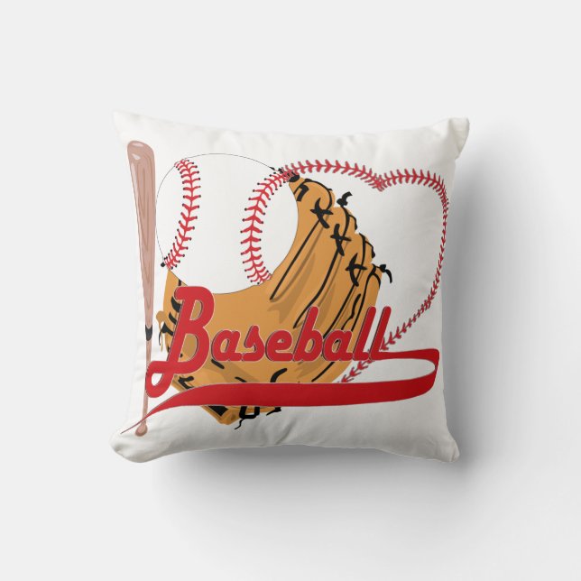 I Love Baseball - Ball, Bat, Baseball Glove Throw Pillow (Front)