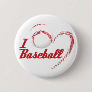 I Love Baseball Button