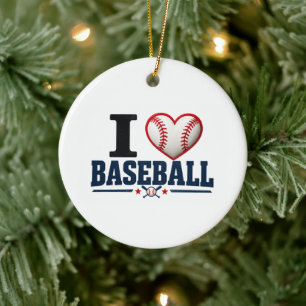 I Love Baseball Ceramic Ornament   Baseball Dad Gi